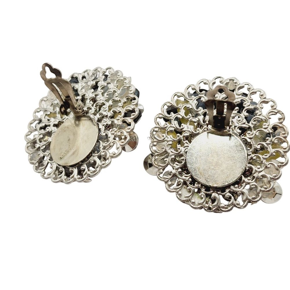 Vintage 80s Lion Embellished Clip Earrings (A572) - Picture 5 of 7